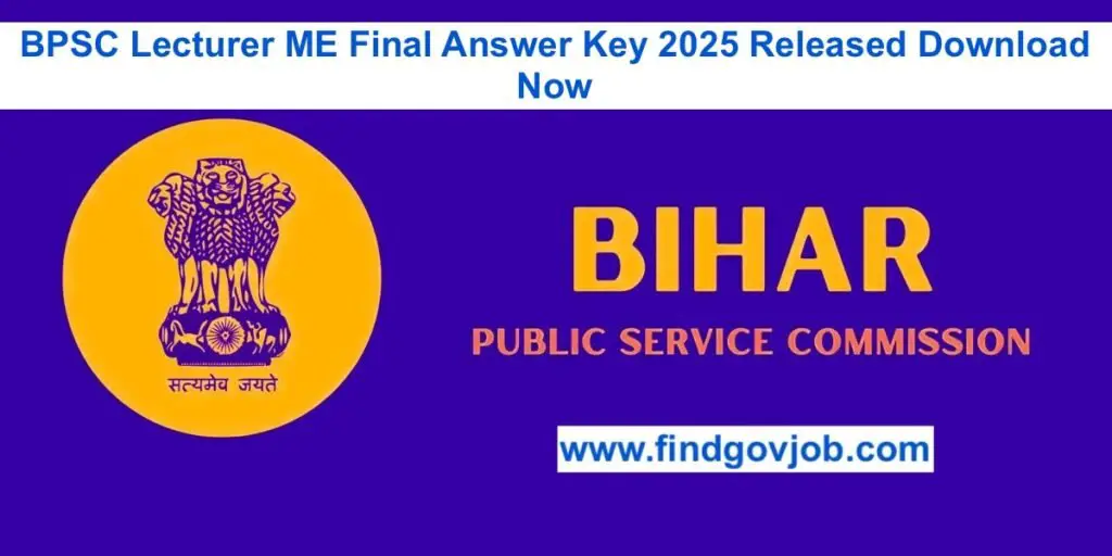 BPSC Lecturer ME Final Answer Key 2025