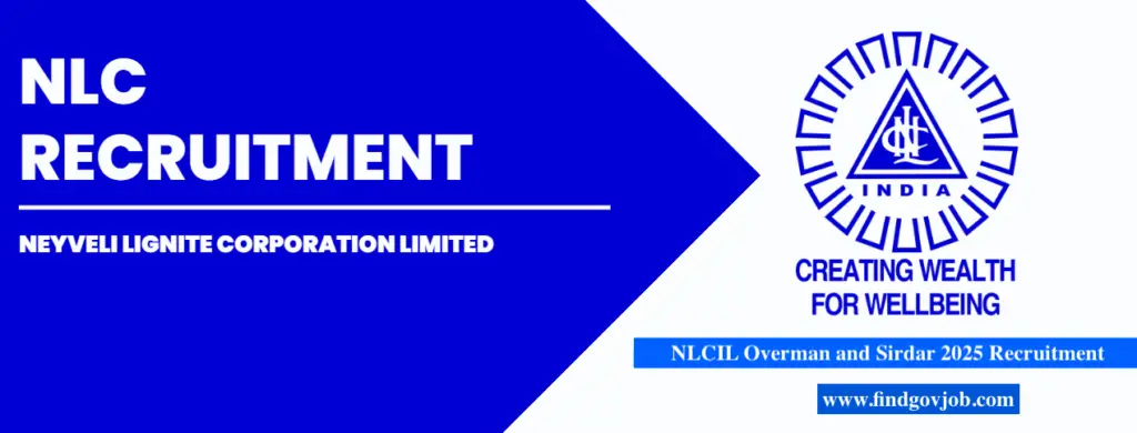 NLCIL Overman and Sirdar 2025